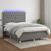 Image de vidaXL Boxspring met matras en LED stof donkergrijs 140x190 cm3135670