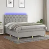 Image de vidaXL Boxspring met matras en LED stof lichtgrijs 160x200 cm3135685