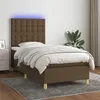 Image de vidaXL Sommier à Lattes de Lit avec Matelas et LED, Lit Rembourré, Lit Simple, Lit Adulte de Chambre à Coucher Intérieur, Moderne, Marron Foncé 90x190cm