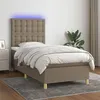 Image de vidaXL Boxspring met matras en LED stof taupe 90x190 cm3135721