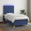 Image de vidaXL Boxspring met matras en LED stof blauw 90x200 cm3135731