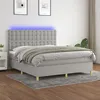 Image de vidaXL Boxspring met matras en LED stof lichtgrijs 160x200 cm3135765