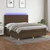 Image de vidaXL Boxspring met matras en LED stof donkerbruin 160x200 cm3135768