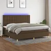 Image de vidaXL Boxspring met matras en LED stof donkerbruin 200x200 cm3135784