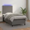 Image de vidaXL Boxspring met matras en LED kunstleer grijs 90x190 cm3135799