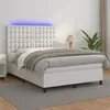 Image de vidaXL Boxspring met matras en LED kunstleer wit 140x200 cm3135946