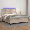 Image de vidaXL Boxspring met matras en LED kunstleer cappuccinokleur 160x200cm3135956
