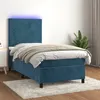 Image de vidaXL Boxspring met matras en LED fluweel donkerblauw 80x200 cm3135973