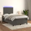 Image de vidaXL Boxspring met matras en LED fluweel donkergrijs 120x200 cm3135994