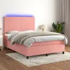 Image de vidaXL Boxspring met matras en LED fluweel roze 140x200 cm3136010