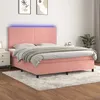 Image de vidaXL Boxspring met matras en LED fluweel roze 160x200 cm3136016
