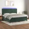 Image de vidaXL Sommier à Lattes de Lit avec Matelas LED, Lit Rembourré avec Tête de Lit, Lit Double, Lit Adulte de Chambre, Moderne, Vert Foncé 200x200 cm 3136026