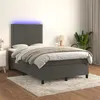 Image de vidaXL Boxspring met matras en LED fluweel donkergrijs 120x200 cm3136054