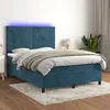 Image de vidaXL Boxspring met matras en LED fluweel donkerblauw 140x200 cm3136189