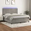 Image de vidaXL Boxspring met matras en LED fluweel lichtgrijs 160x200 cm3136191