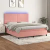 Image de vidaXL Boxspring met matras en LED fluweel roze 160x200 cm3136196