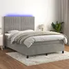 Image de vidaXL Boxspring met matras en LED fluweel lichtgrijs 140x200 cm3136245