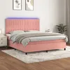 Image de vidaXL Boxspring met matras en LED fluweel roze 160x200 cm3136256