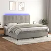 Image de vidaXL Boxspring met matras en LED fluweel lichtgrijs 200x200 cm3136263