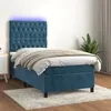 Image de vidaXL Boxspring met matras en LED fluweel donkerblauw 80x200 cm3136273