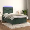 Image de vidaXL Boxspring met matras en LED fluweel donkergroen 120x200 cm3136296