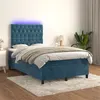 Image de vidaXL Boxspring met matras en LED fluweel donkerblauw 120x200 cm3136297