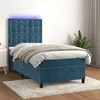 Image de vidaXL Boxspring met matras en LED fluweel donkerblauw 90x190 cm3136339