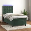 Image de vidaXL Boxspring met matras en LED fluweel donkergroen 100x200 cm3136350