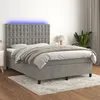 Image de vidaXL Boxspring met matras en LED fluweel lichtgrijs 140x190 cm3136359