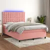 Image de vidaXL Boxspring met matras en LED fluweel roze 140x190 cm3136364