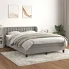 Image de vidaXL Boxspring met matras fluweel lichtgrijs 140x200 cm3127733