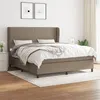 Image de vidaXL Sommier à Lattes de Lit avec Matelas, Lit Rembourré, Lit Double, Lit Adulte de Chambre à Coucher Intérieur, Moderne, Taupe 180x200 cm Tissu