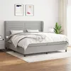 Image de vidaXL Boxspring met matras stof lichtgrijs 200x200 cm3128069