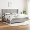 Image de vidaXL Boxspring met matras stof lichtgrijs 200x200 cm3128709