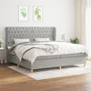 Image de vidaXL Boxspring met matras stof lichtgrijs 200x200 cm3128789