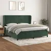 Image de vidaXL Sommier à Lattes de Lit et Matelas, Lit Rembourré, Lit Double, Lit Adulte de Chambre à Coucher Intérieur, Moderne, Vert Foncé 200x200cm Velours