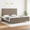 Image de vidaXL Cadre de Lit avec Tête de Lit Sommier à Lattes Lit Rembourré Cadre à Lattes Lit Double Adulte Meuble de Chambre Taupe 180x200 cm Tissu 3124915