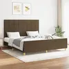 Image de vidaXL Bedframe zonder matras stof donkerbruin 160x200 cm3125068