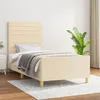 Image de vidaXL Cadre de Lit avec Tête de Lit Sommier à Lattes Lit Rembourré Cadre à Lattes Lit Simple Adulte Meuble de Chambre Crème 90x190 cm Tissu 3125103