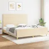 Image de vidaXL Cadre de Lit avec Tête de Lit Sommier à Lattes Lit Rembourré Cadre à Lattes Lit Double Adulte Meuble de Chambre Crème 180 x 200 cm Tissu