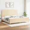 Image de vidaXL Bedframe zonder matras stof cràmekleurig 200x200 cm3125248