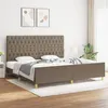 Image de vidaXL Bedframe met hoofdeinde stof taupe 200x200 cm3125328