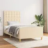 Image de vidaXL Bedframe met hoofdeinde stof cràmekleurig 90x190 cm3125346
