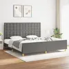 Image de vidaXL Bedframe zonder matras stof donkergrijs 200x200 cm3125406