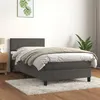 Image de vidaXL Boxspring met matras fluweel donkergrijs 90x200 cm3141162