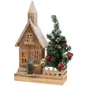 Image de ECD Germany Maison de Noël Décorative en Bois avec Éclairage LED, Blanc Chaud, 27x11x44