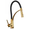 Image de Robinet de cuisine - VIKING CHOICE - Flexible - Noir doré - Laiton - Bec pivotant noir