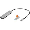 Image de Bluebuilt 4 Ports USB-A / C 3.0 Hub (BBUH4in1) (USB-A, USB-C, 4 ports), Station d’accueil + hub USB, Noir