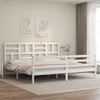 Image de vidaXL Bedframe met hoofdbord massief hout wit 200x200 cm3194917