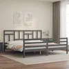 Image de vidaXL Bedframe met hoofdbord massief hout grijs 200x200 cm3194983